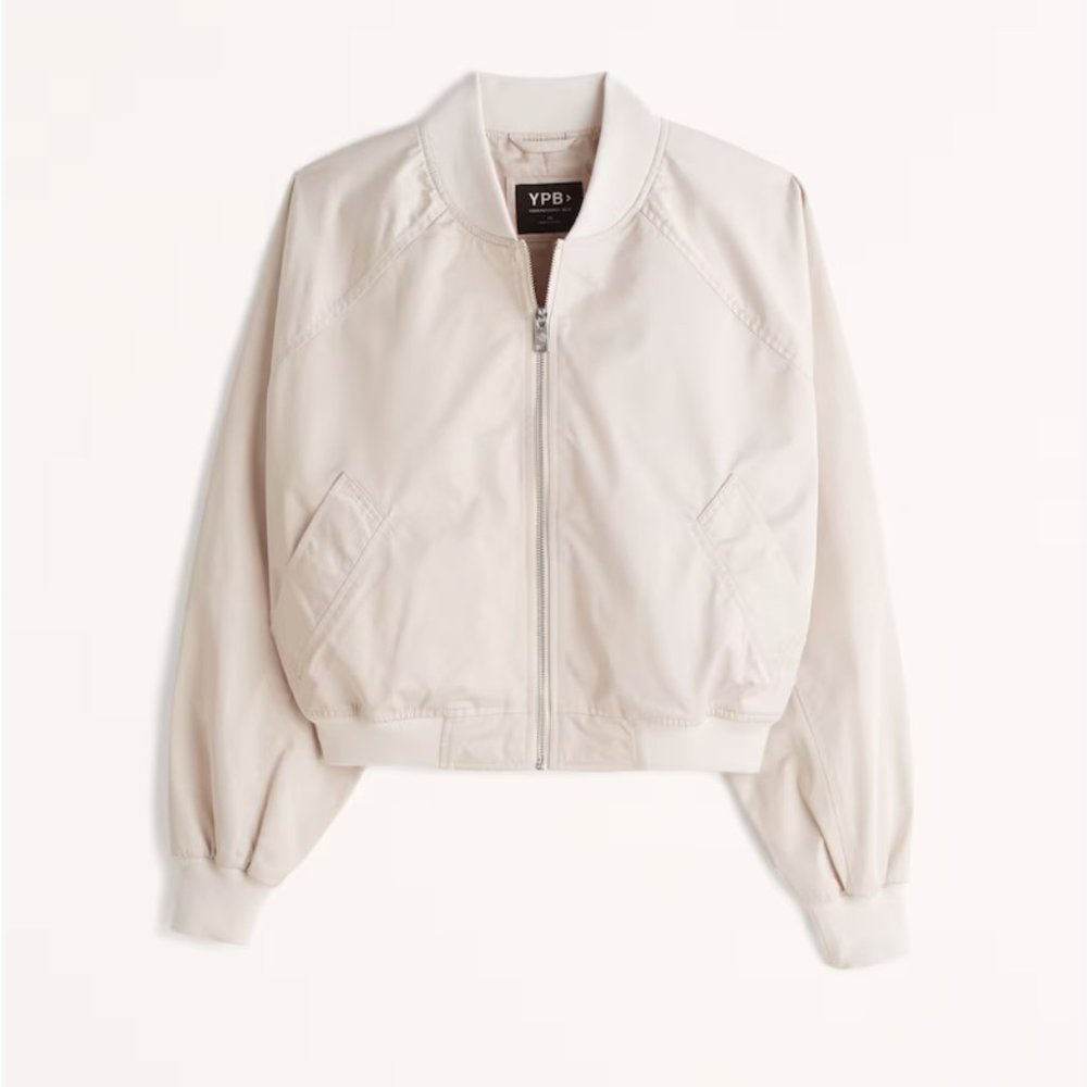 NWT YPB Satin Bomber Jacket Medium in Oat